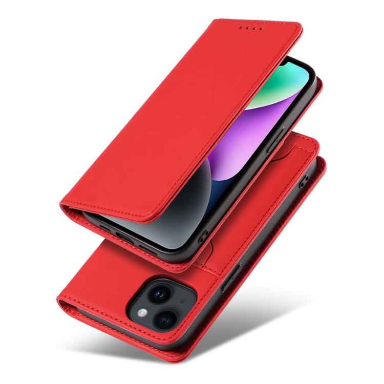 For iPhone 13 Magnetism Skin Feel Card Holder Leather Phone Case