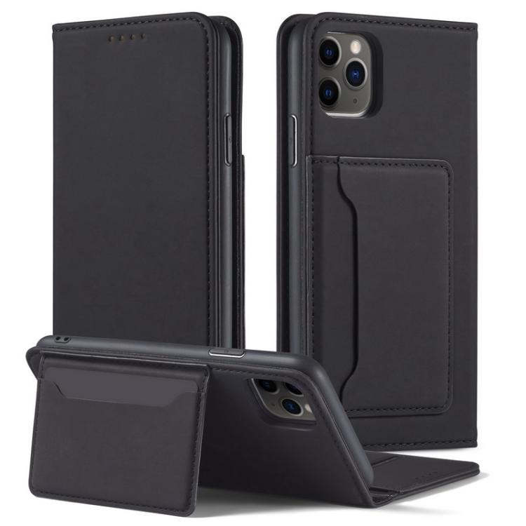 For iPhone 12 / 12 Pro Magnetism Skin Feel Card Holder Leather Phone Case