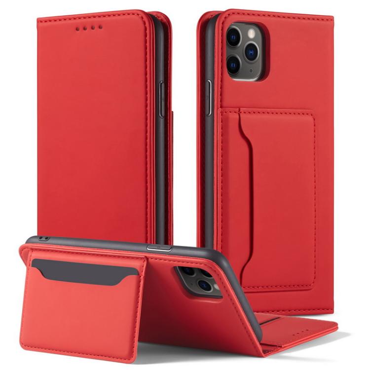 For iPhone 12 / 12 Pro Magnetism Skin Feel Card Holder Leather Phone Case