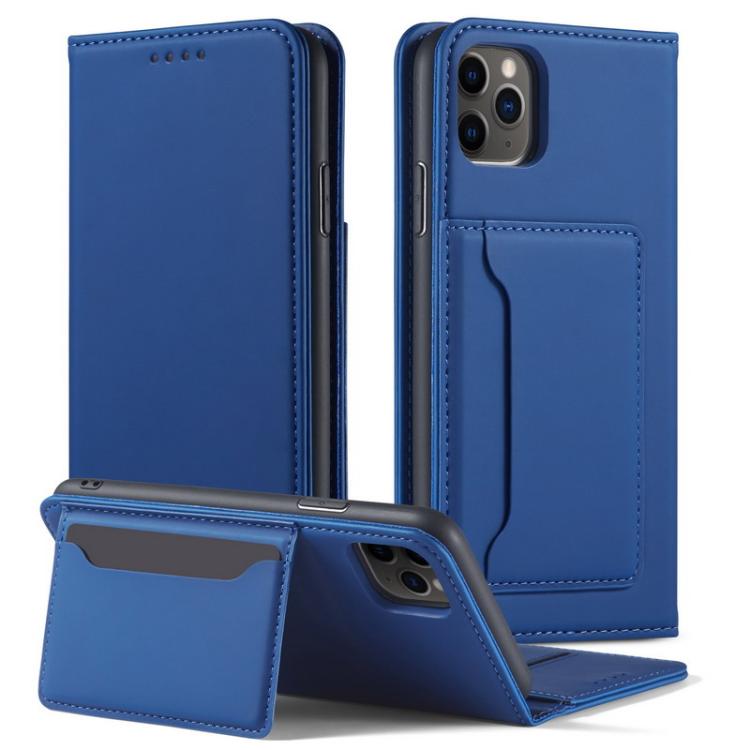 For iPhone 12 / 12 Pro Magnetism Skin Feel Card Holder Leather Phone Case