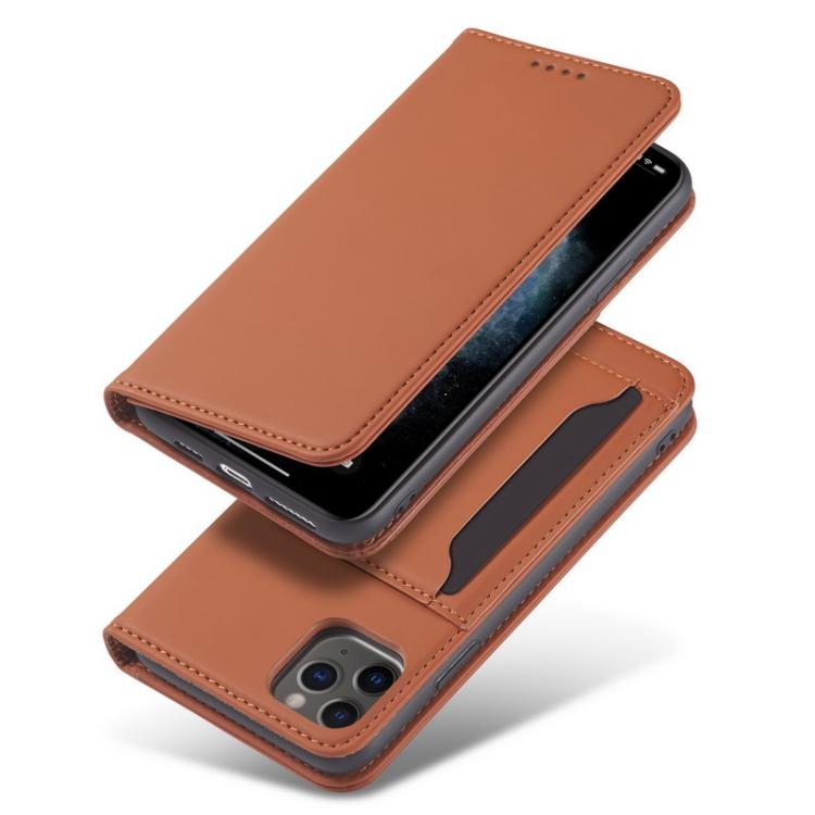 For iPhone 12 Pro Max Magnetism Skin Feel Card Holder Leather Phone Case