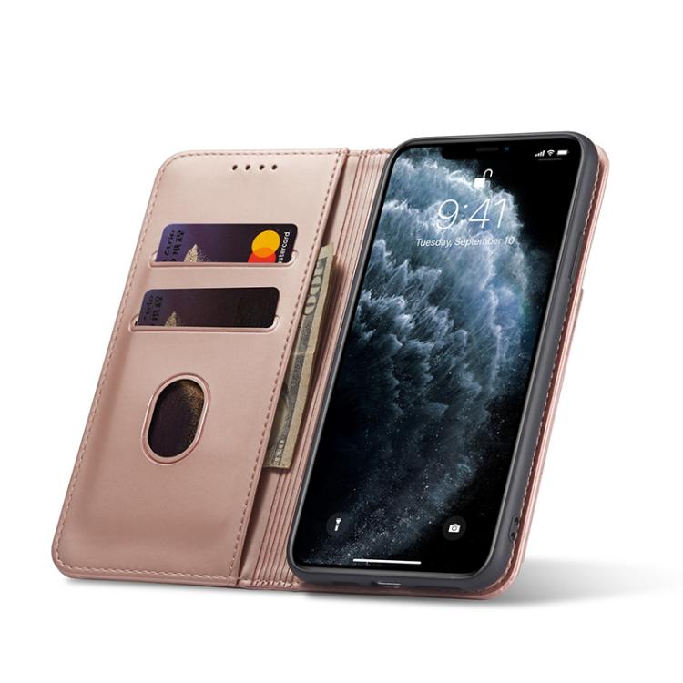 For iPhone 12 Pro Max Magnetism Skin Feel Card Holder Leather Phone Case