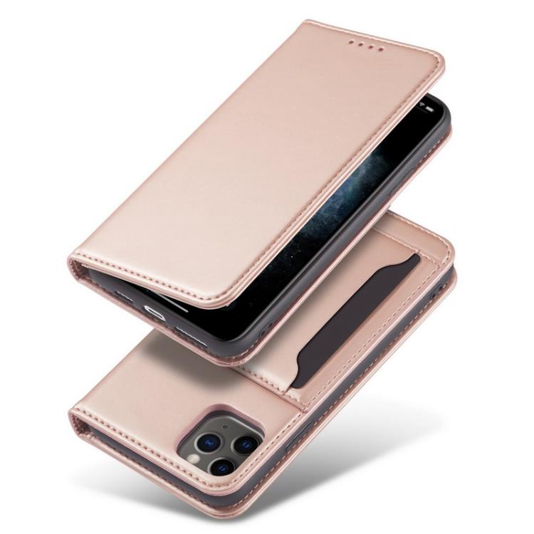 For iPhone 12 Pro Max Magnetism Skin Feel Card Holder Leather Phone Case