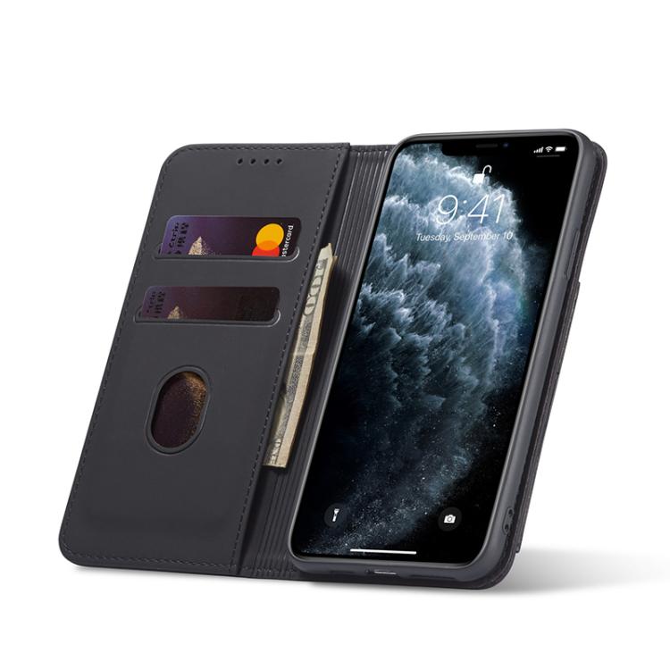 For iPhone 11 Pro Max Magnetism Skin Feel Card Holder Leather Phone Case