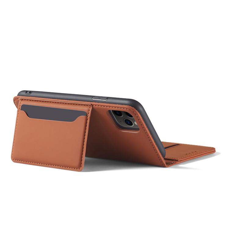 For iPhone 11 Pro Max Magnetism Skin Feel Card Holder Leather Phone Case