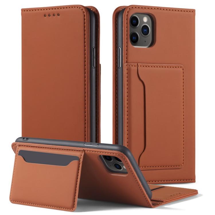 For iPhone 11 Pro Magnetism Skin Feel Card Holder Leather Phone Case
