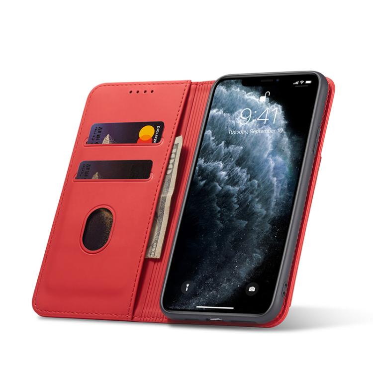 For iPhone 11 Pro Magnetism Skin Feel Card Holder Leather Phone Case