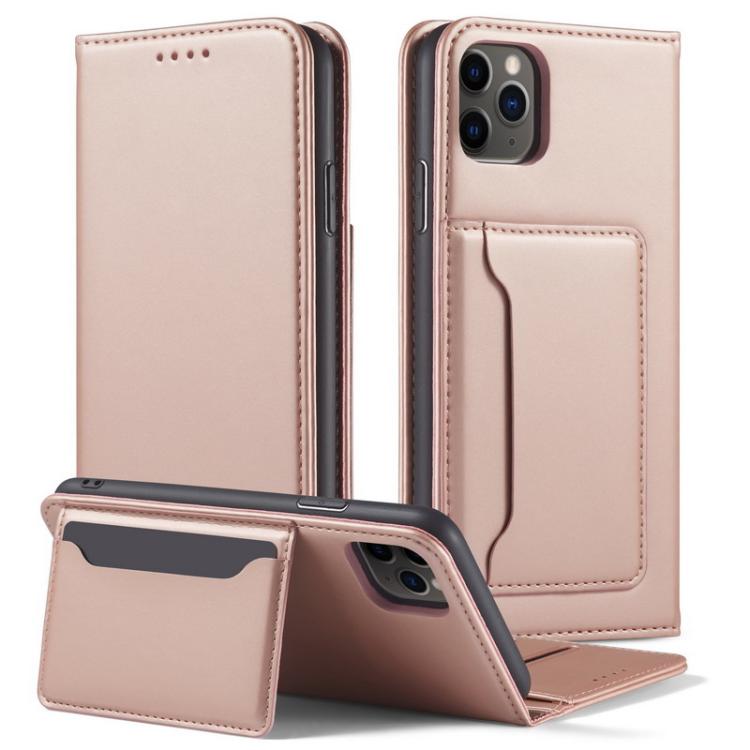 For iPhone 11 Pro Magnetism Skin Feel Card Holder Leather Phone Case