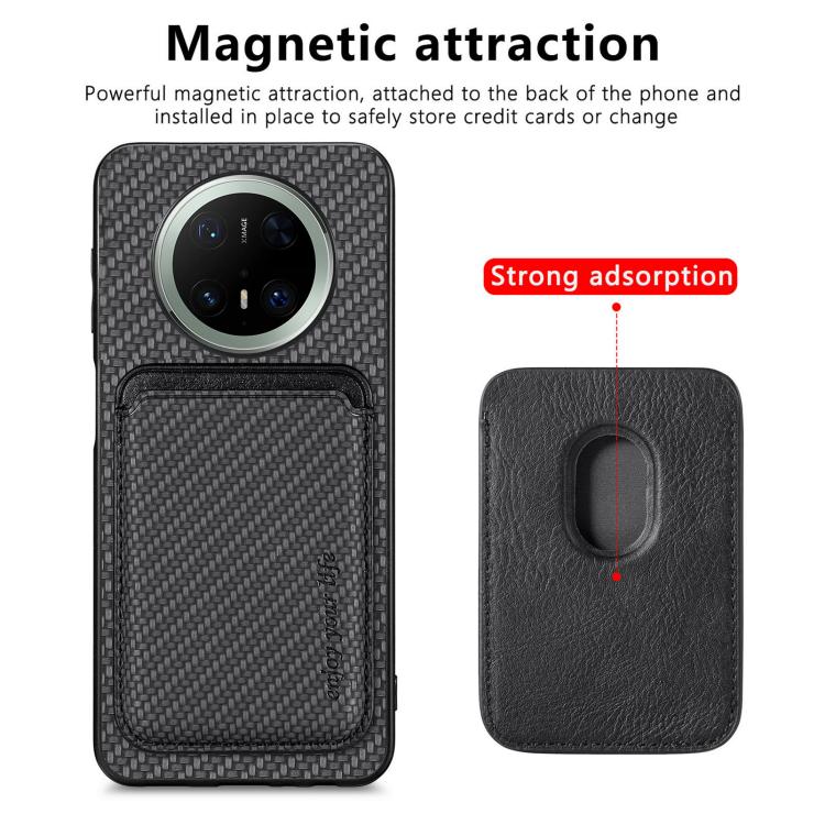 For Huawei Mate 70 Carbon Fiber Leather Card Magsafe Phone Case