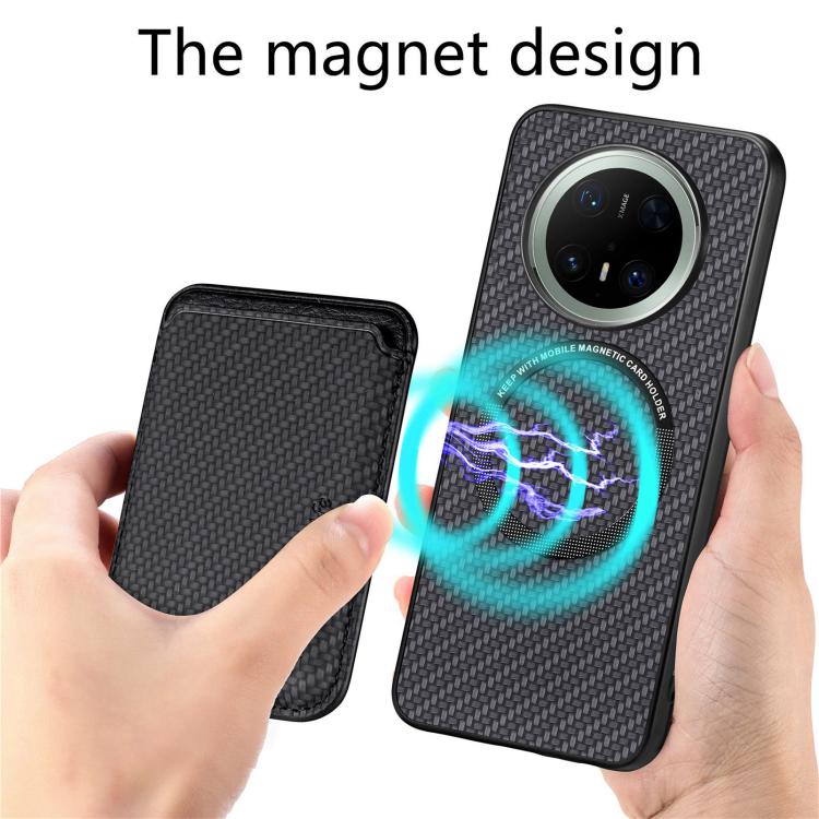 For Huawei Mate 70 Carbon Fiber Leather Card Magsafe Phone Case
