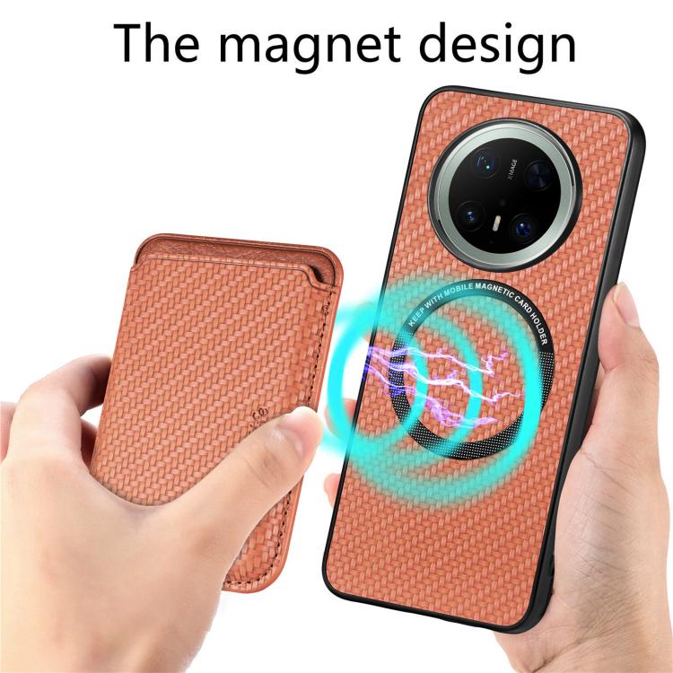 For Huawei Mate 70 Carbon Fiber Leather Card Magsafe Phone Case