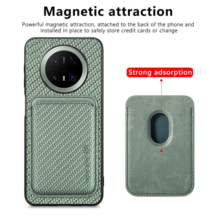For Huawei Mate 70 Carbon Fiber Leather Card Magsafe Phone Case