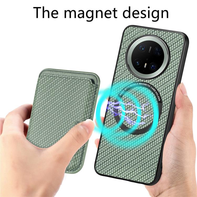 For Huawei Mate 70 Carbon Fiber Leather Card Magsafe Phone Case