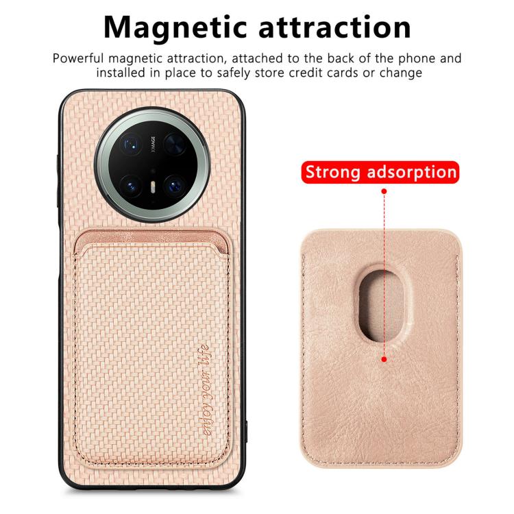 For Huawei Mate 70 Pro Carbon Fiber Leather Card Magsafe Phone Case