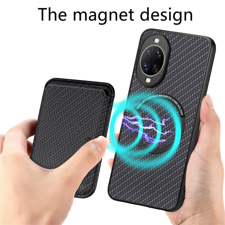 For Huawei nova 14 Carbon Fiber Leather Card Magsafe Phone Case