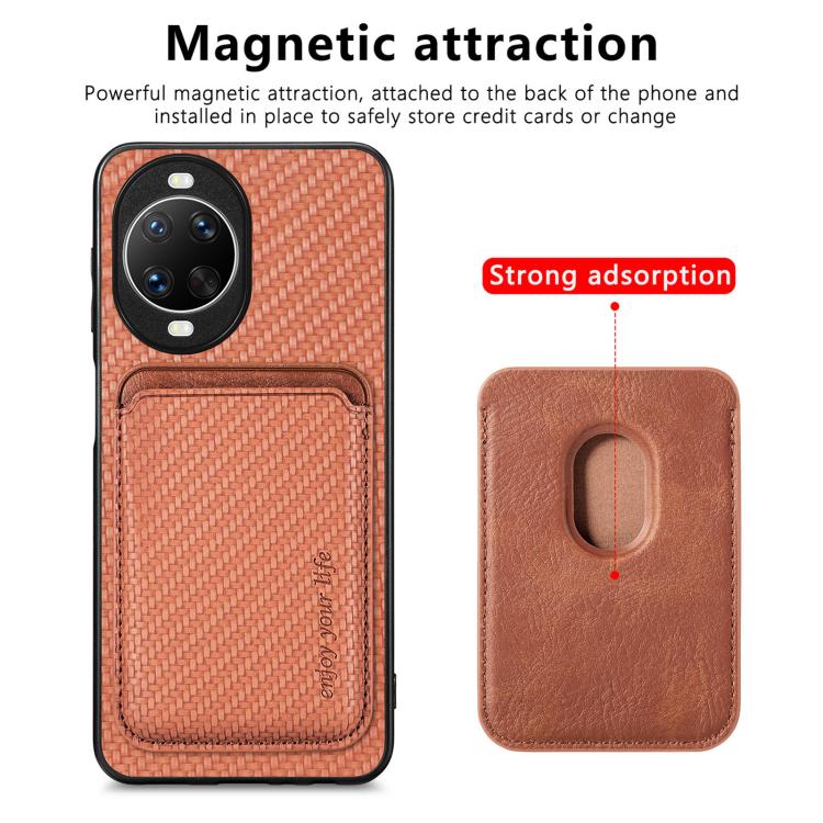 For Huawei nova 14 Carbon Fiber Leather Card Magsafe Phone Case