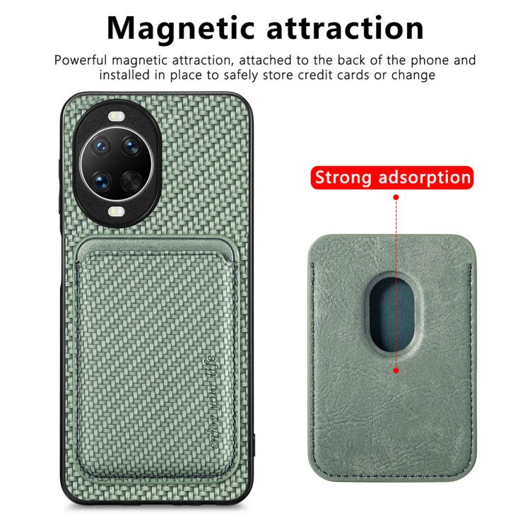 For Huawei nova 14 Carbon Fiber Leather Card Magsafe Phone Case