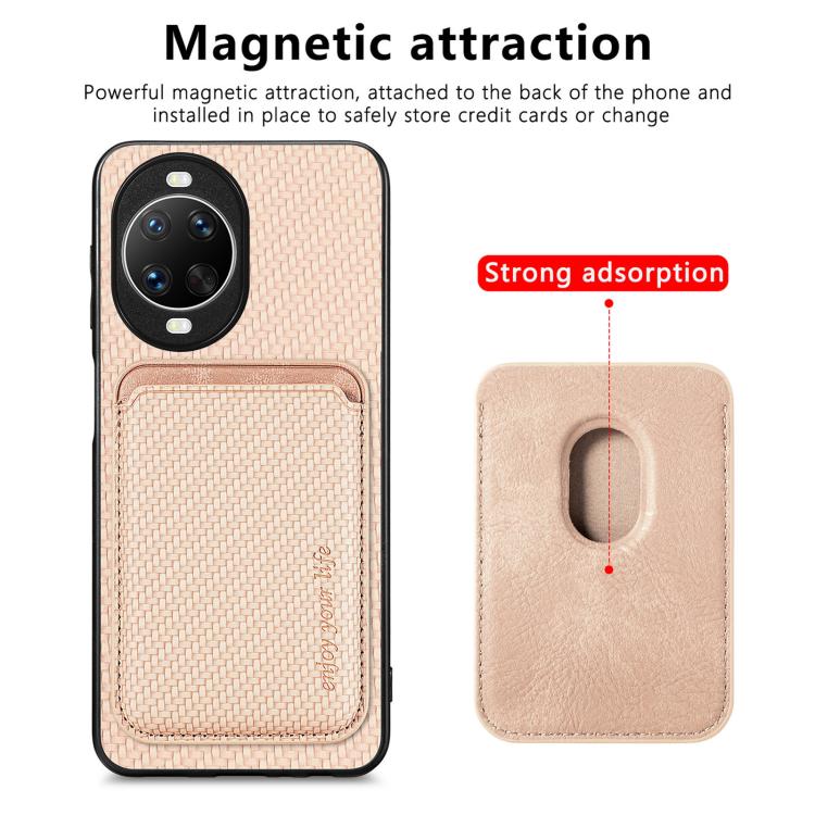 For Huawei nova 14 Carbon Fiber Leather Card Magsafe Phone Case