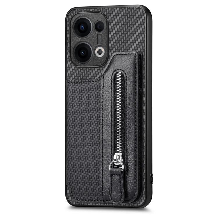 For OPPO Reno13 Carbon Fiber Horizontal Flip Zipper Wallet Phone Case