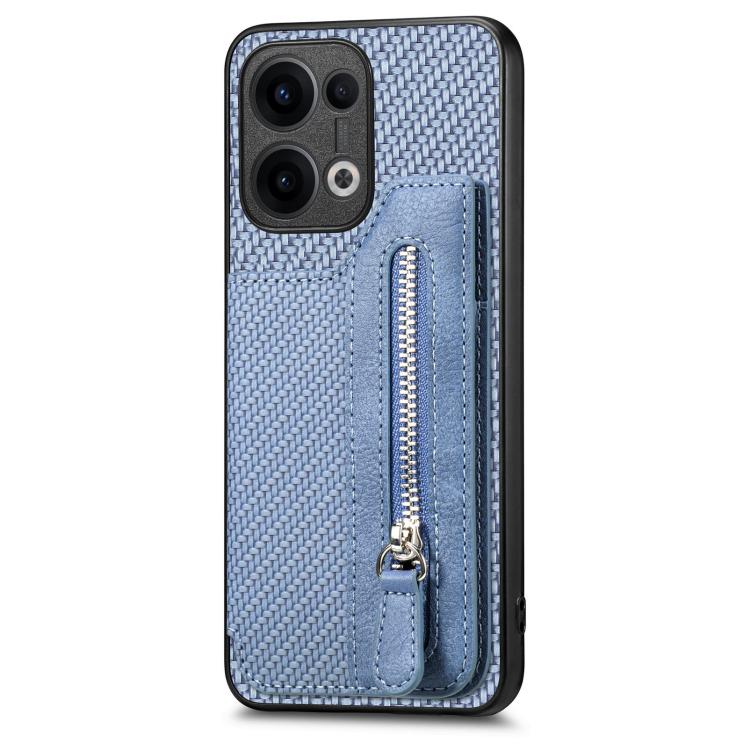 For OPPO Reno13 Carbon Fiber Horizontal Flip Zipper Wallet Phone Case