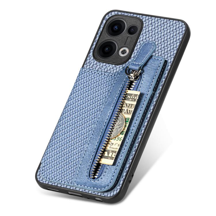 For OPPO Reno13 Carbon Fiber Horizontal Flip Zipper Wallet Phone Case