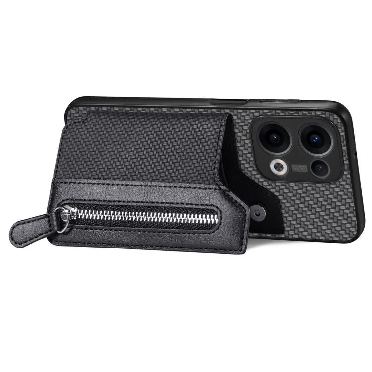 For OPPO Reno13 Pro Carbon Fiber Horizontal Flip Zipper Wallet Phone Case