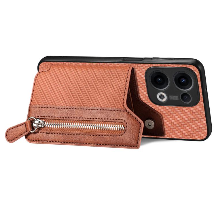 For OPPO Reno13 Pro Carbon Fiber Horizontal Flip Zipper Wallet Phone Case
