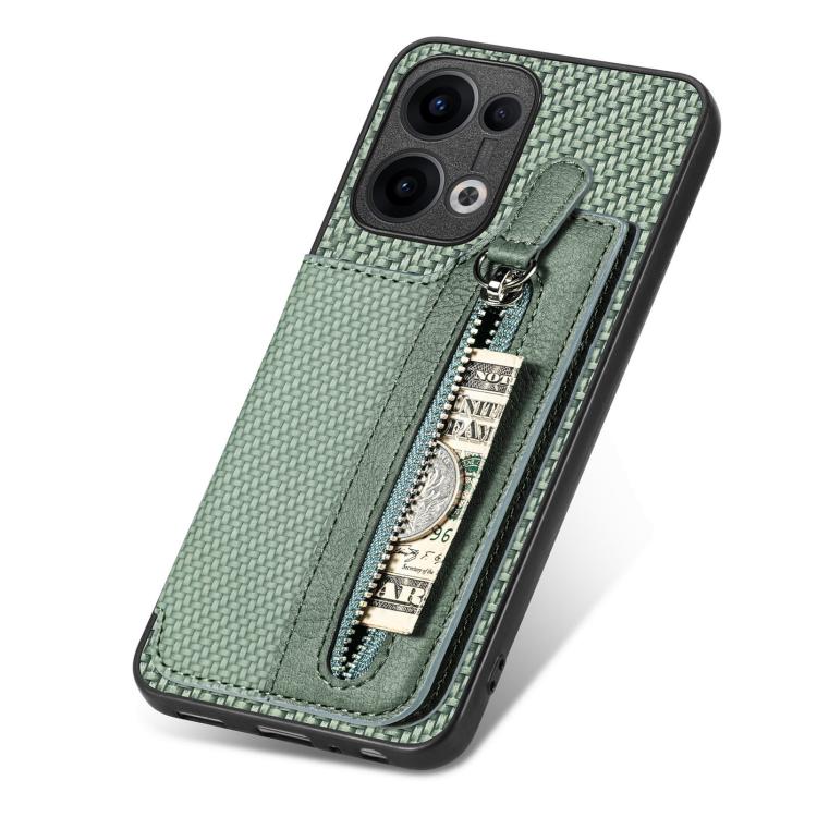 For OPPO Reno13 Pro Carbon Fiber Horizontal Flip Zipper Wallet Phone Case