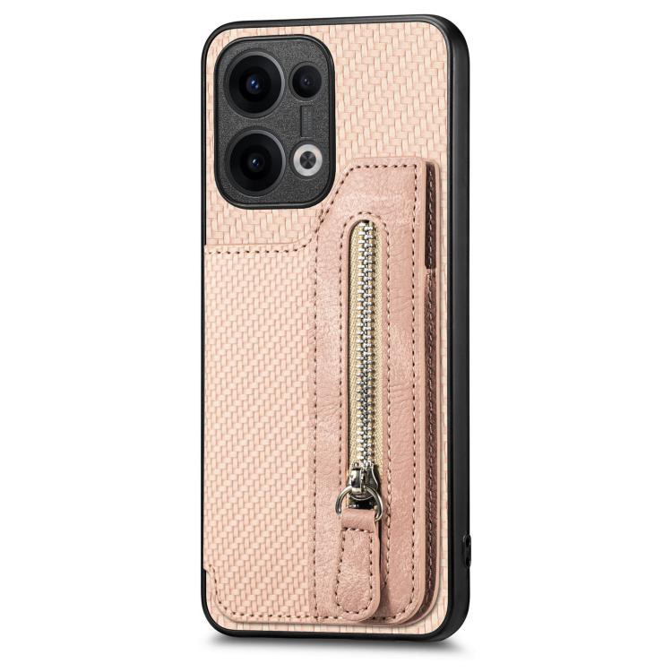 For OPPO Reno13 Pro Carbon Fiber Horizontal Flip Zipper Wallet Phone Case