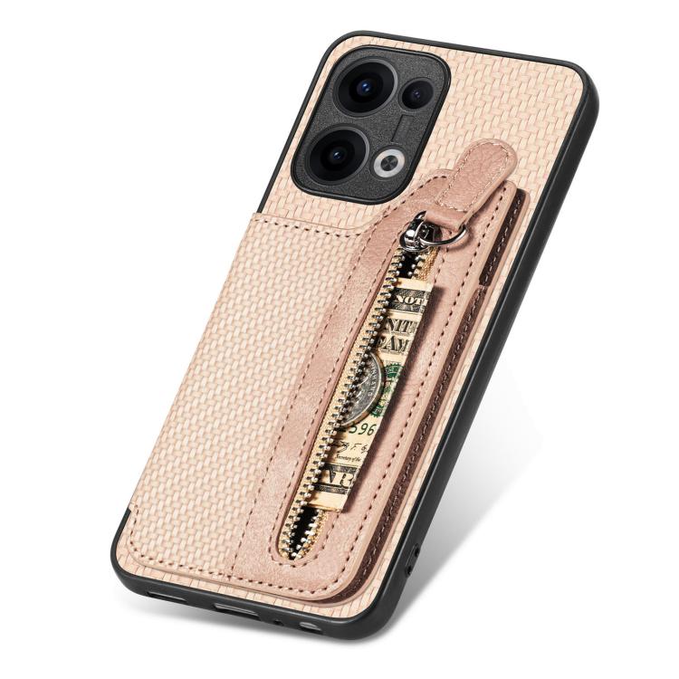 For OPPO Reno13 Pro Carbon Fiber Horizontal Flip Zipper Wallet Phone Case