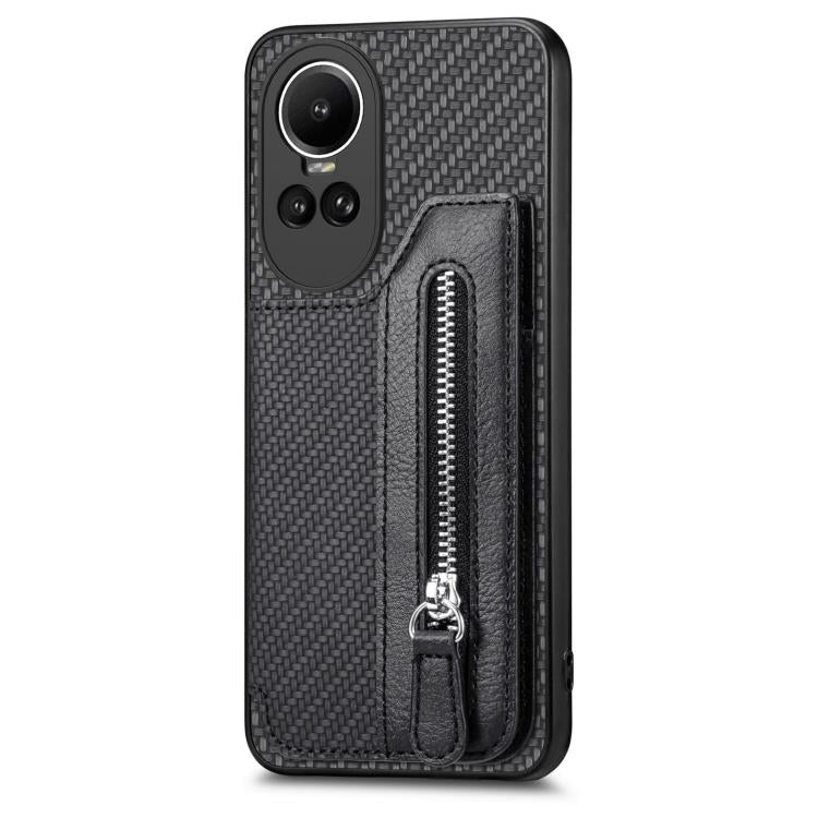 For OPPO Reno 10 Pro Global Carbon Fiber Horizontal Flip Zipper Wallet Phone Case