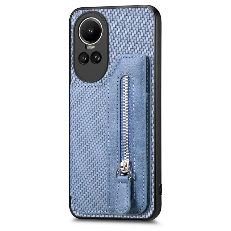 For OPPO Reno 10 Pro Global Carbon Fiber Horizontal Flip Zipper Wallet Phone Case