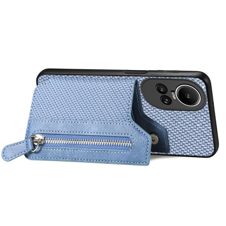 For OPPO Reno 10 Pro Global Carbon Fiber Horizontal Flip Zipper Wallet Phone Case