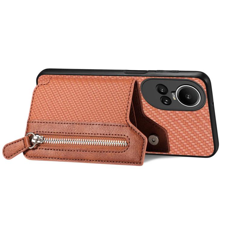For OPPO Reno 10 Pro Global Carbon Fiber Horizontal Flip Zipper Wallet Phone Case