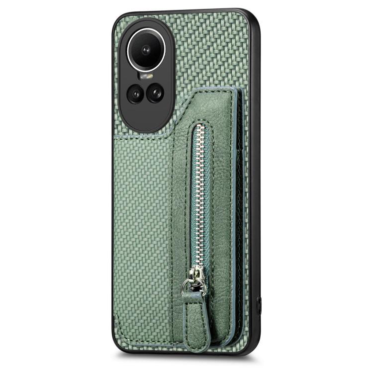 For OPPO Reno 10 Pro Global Carbon Fiber Horizontal Flip Zipper Wallet Phone Case