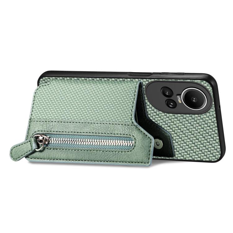 For OPPO Reno 10 Pro Global Carbon Fiber Horizontal Flip Zipper Wallet Phone Case