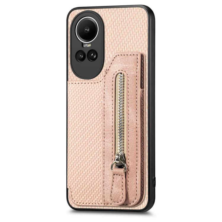 For OPPO Reno 10 Pro Global Carbon Fiber Horizontal Flip Zipper Wallet Phone Case