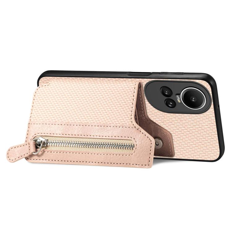 For OPPO Reno 10 Pro Global Carbon Fiber Horizontal Flip Zipper Wallet Phone Case