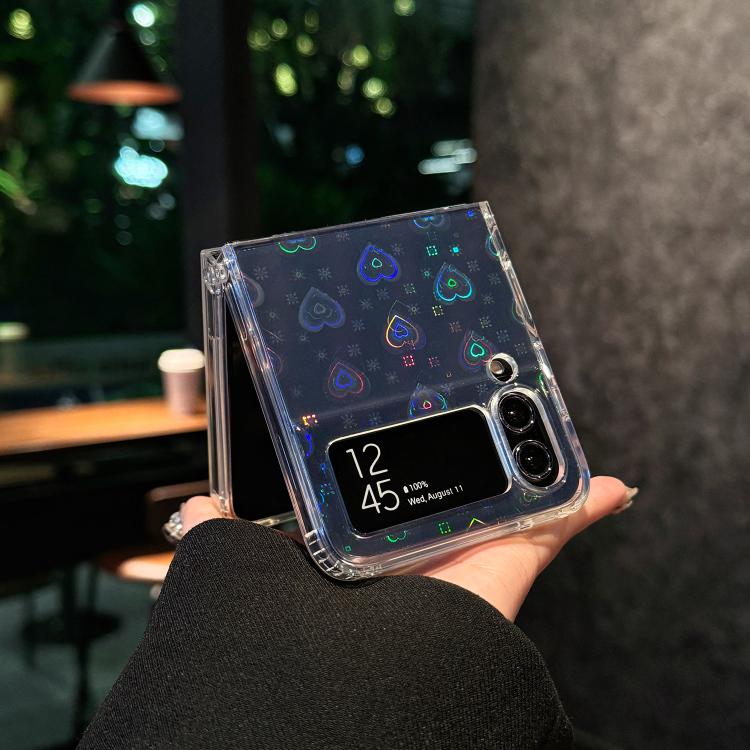 For Samsung Galaxy Z Flip3 Laser Heart Clear TPU Shockproof Phone Case - Transparent