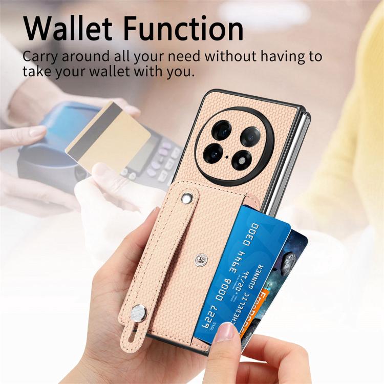 For OPPO Find N5 Wristband Kickstand Card Wallet Back Cover Phone Case