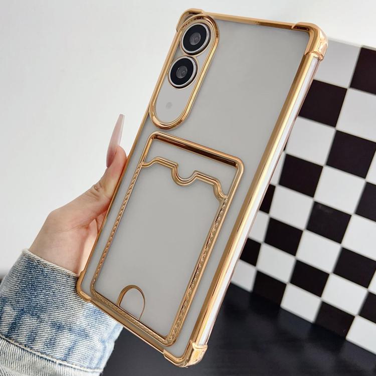 For Samsung Galaxy S25 Edge 5G Four-cornered Electroplated Card Bag TPU Phone Case