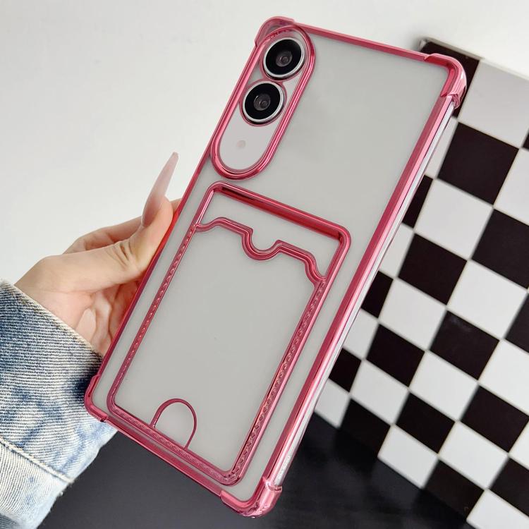 For Samsung Galaxy S25 Edge 5G Four-cornered Electroplated Card Bag TPU Phone Case