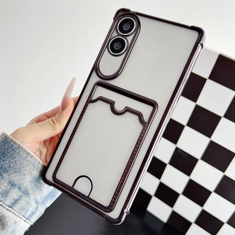 For Samsung Galaxy S25 Edge 5G Four-cornered Electroplated Card Bag TPU Phone Case