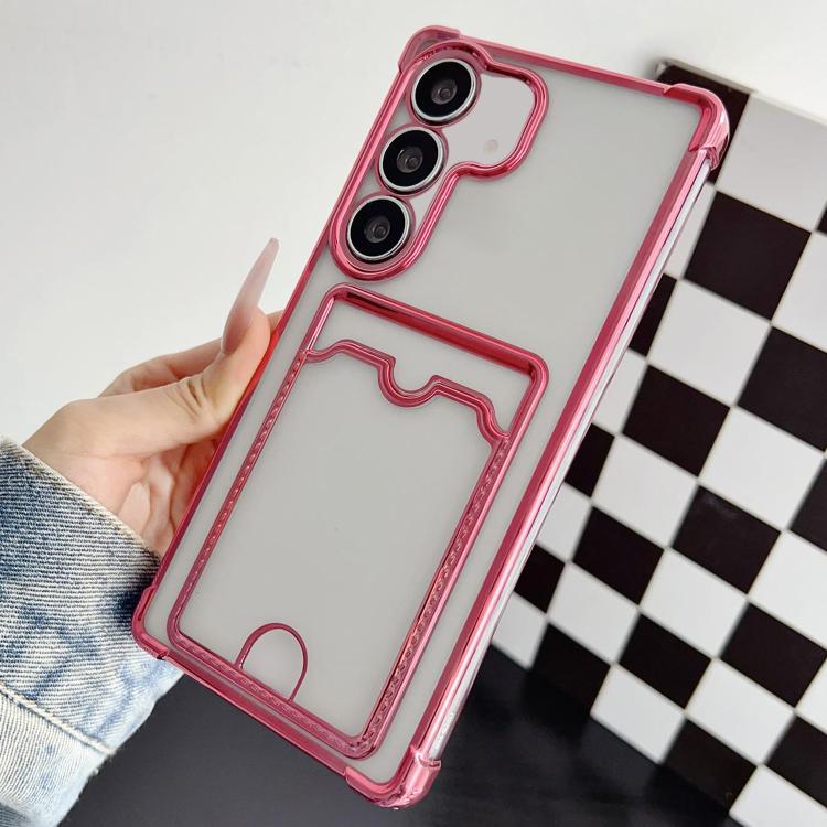 For Samsung Galaxy S24 FE 5G Four-cornered Electroplated Card Bag TPU Phone Case