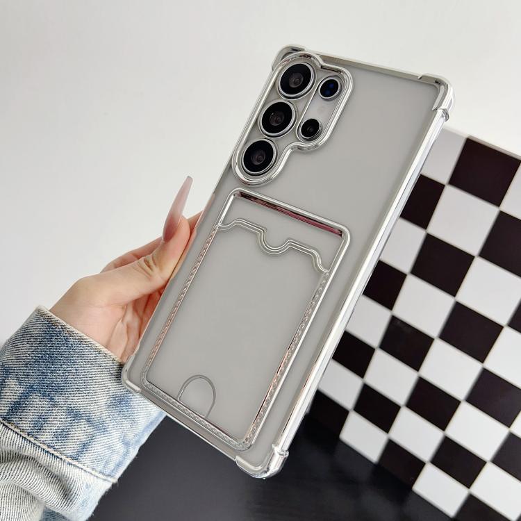 For Samsung Galaxy S24 Ultra 5G Four-cornered Electroplated Card Bag TPU Phone Case