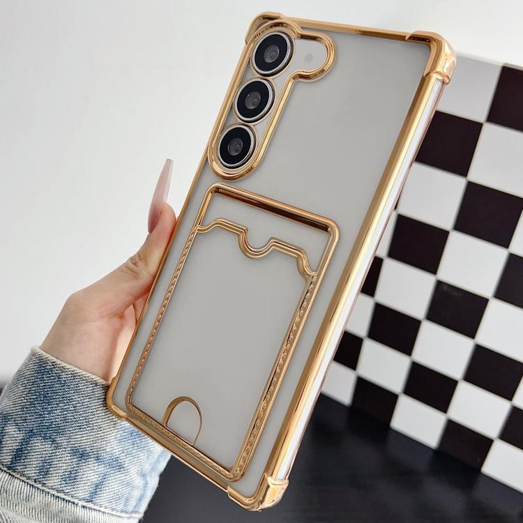 For Samsung Galaxy S23 5G Four-cornered Electroplated Card Bag TPU Phone Case