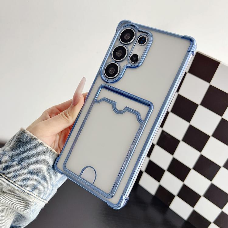 For Samsung Galaxy S23 Ultra 5G Four-cornered Electroplated Card Bag TPU Phone Case