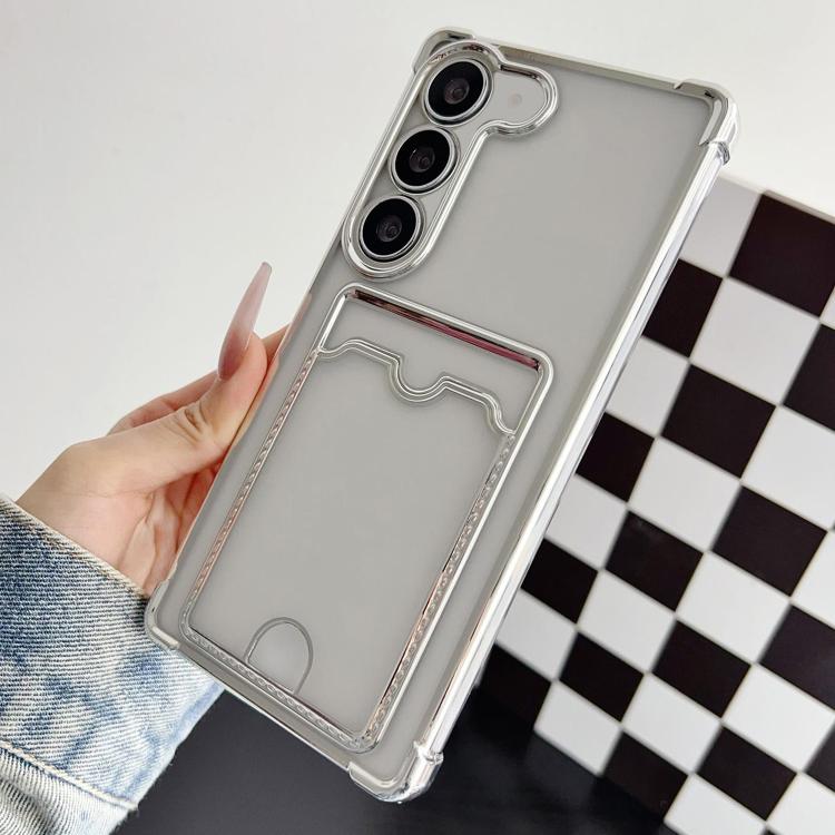 For Samsung Galaxy S22 5G Four-cornered Electroplated Card Bag TPU Phone Case