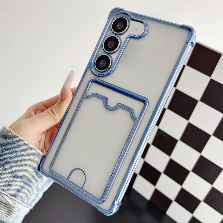 For Samsung Galaxy S22 5G Four-cornered Electroplated Card Bag TPU Phone Case