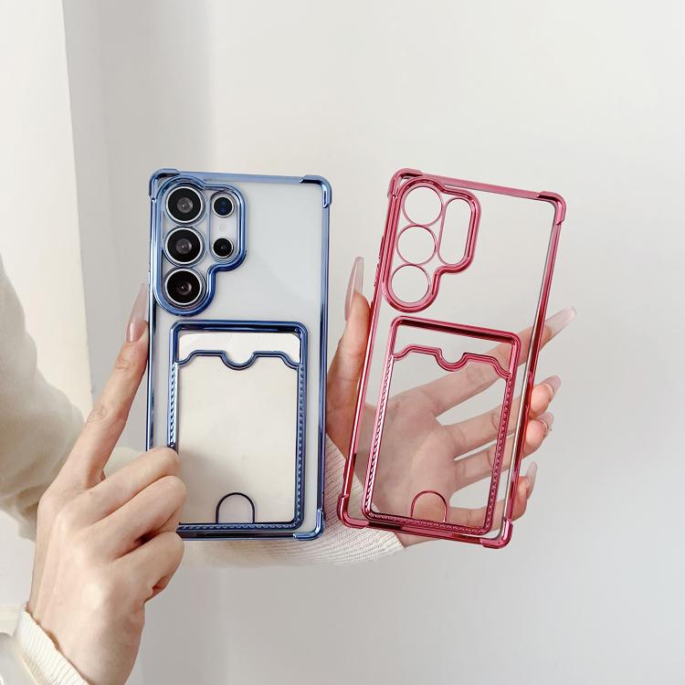 For Samsung Galaxy S25 Edge 5G Four-cornered Electroplated Card Bag TPU Phone Case